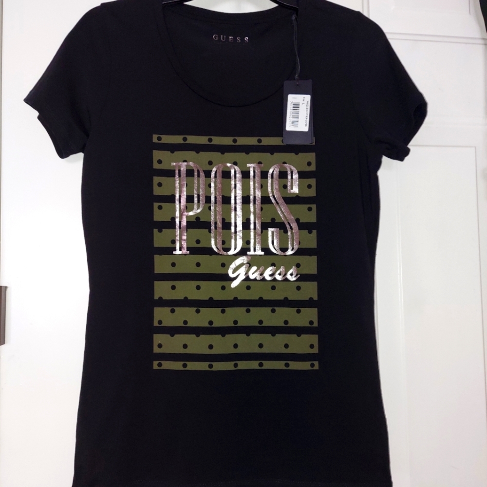 Guess signature logo print tee top